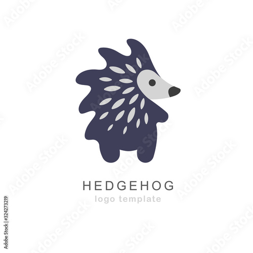 Hedgehog logo template. Cute vector logotype with stylized hedgehog isolated on white. Perfect logo or mascot for children sports team. photo
