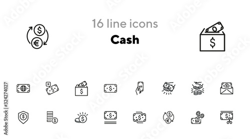 Cash line icon set. Deal, paying, currency exchange. Money concept. Can be used for topics like finance, payment, saving