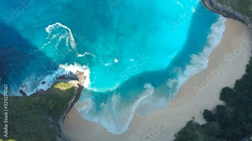 Aerial view Kelingking Beach on Nusa Penida Island, Bali, Indonesia