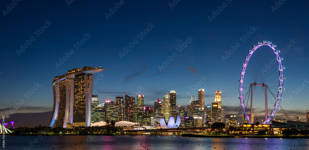 Singapore skyline at magic hour time