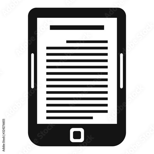 Ebook reader icon. Simple illustration of ebook reader vector icon for web design isolated on white background