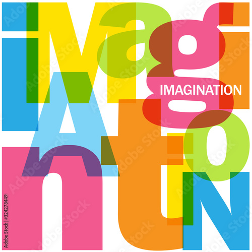 IMAGINATION colorful vector typography in a square
