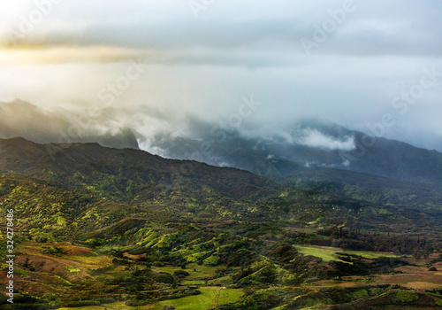 landscape with mountains and clouds