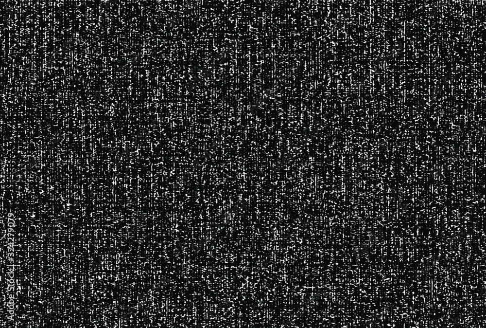 Fototapeta premium Distressed overlay texture of weaving fabric, cloth knitted. Vector illustration. Grunge black and white abstract monochrome background.
