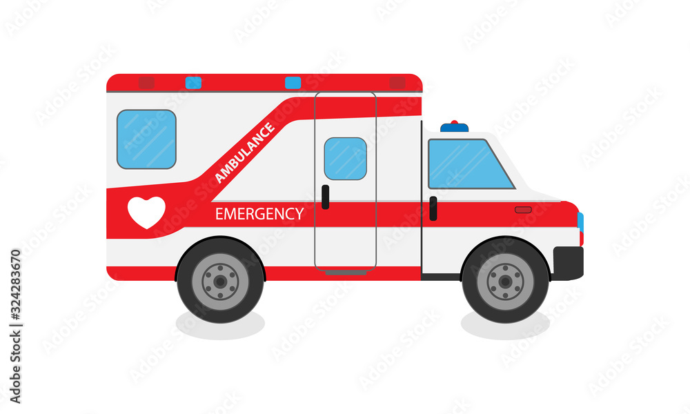 Ambulance car isolated on a white background. Vector illustration.