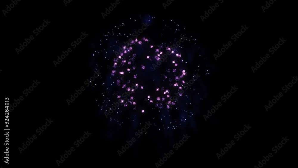 Festive single fireworks in blue on a black 4k background Festive single fireworks in blue on a black 4k background