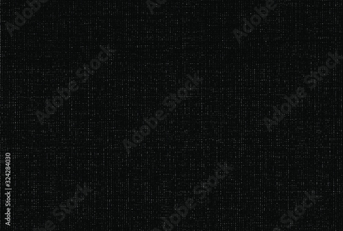 Distressed overlay texture of weaving fabric, cloth knitted. Vector illustration. Grunge black and white abstract monochrome background.