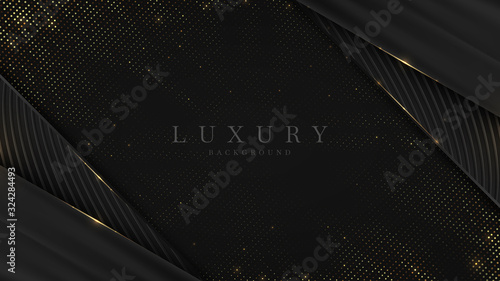 Luxury Gold Background with black metal texture in 3d abstract style. Illustration from vector about modern template design for strong feeling and technology and futurism.