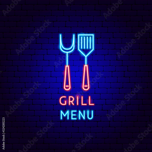 Grill Menu Neon Label