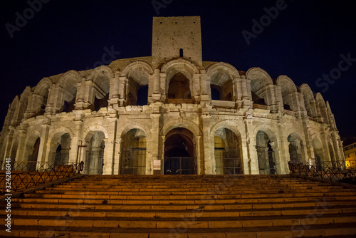 Tela Amphitheatre at night, Arles, Bouches-du-Rhone, France