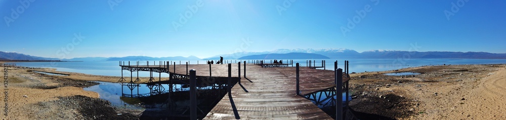 panoramic image of a lake prespa in macedonia panoramic image of a lake prespa in macedonia