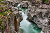 River and Rocks in Long Exposure in Valley Verzasca in Ticino, Switzerland.