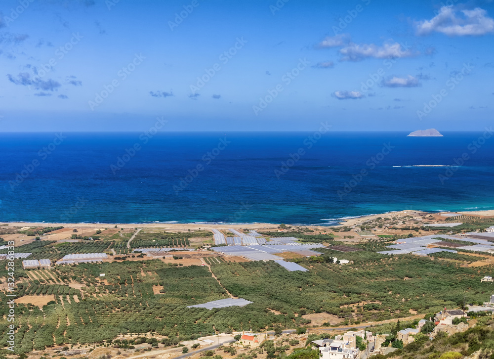 Landscape and the roads at Falasarna beach in Crete island, Greece