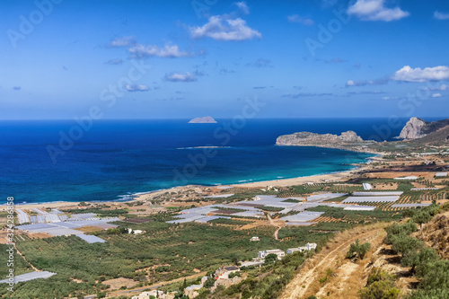Landscape and the roads at Falasarna beach in Crete island, Greece