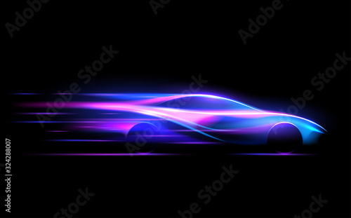 Naklejka Car silhouette in speed motion lines