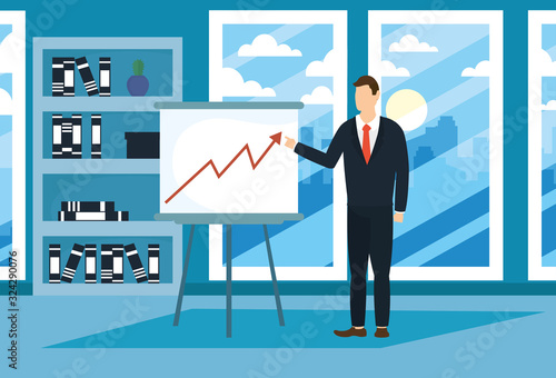 elegant businessman with paperboard training
