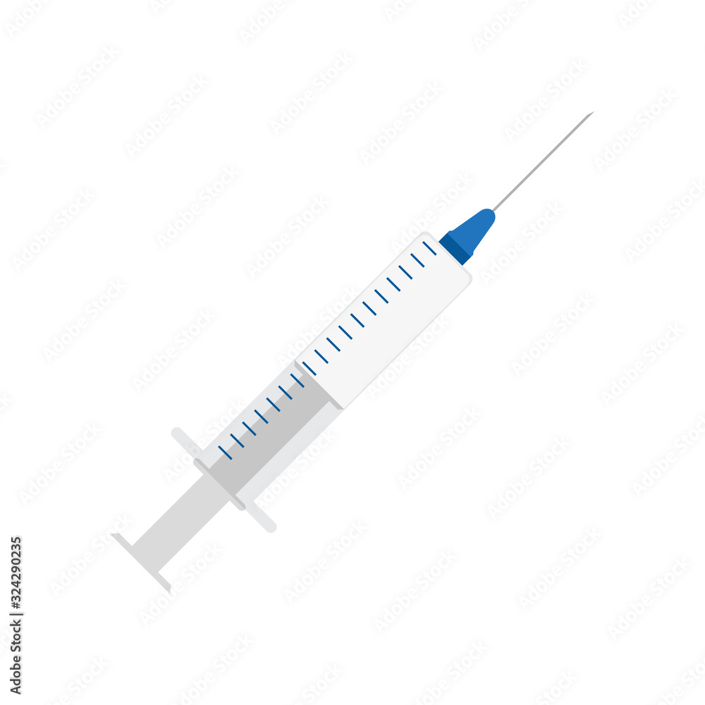 Syringe flat vector. Isolated illustration white background Syringe flat vector. Isolated illustration white background
