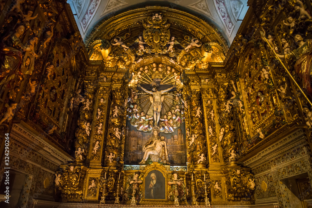 Church of Saint Roch, Interior, Crucifixion and Pieta sculpture, Igreja de Sao Roque, Lisbon, Portugal