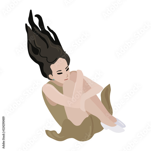 Woman is falling down. Vector isolated illustration