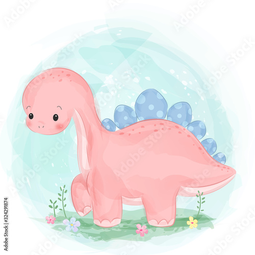 watercolor dinosaur illustration. animal clipart for scrapbooking and decoration.