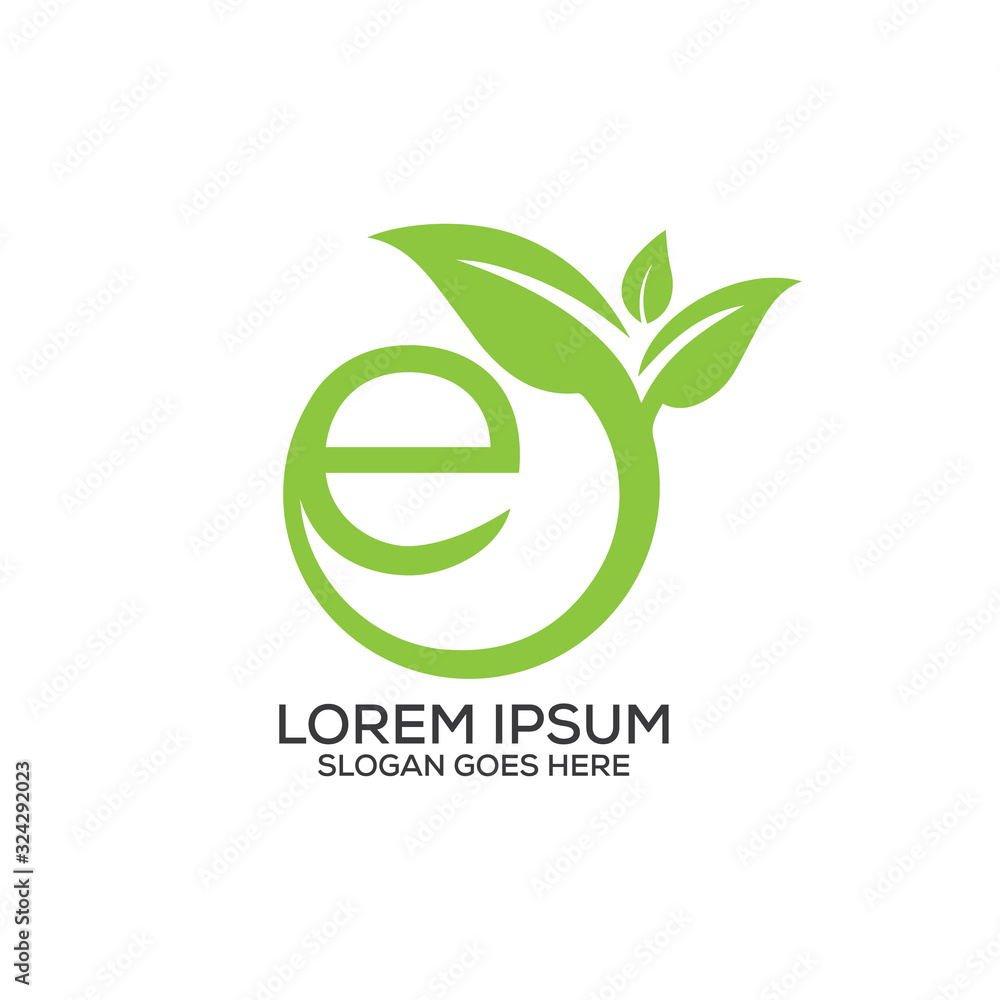 E letter leaf logo design template Stock Vector | Adobe Stock