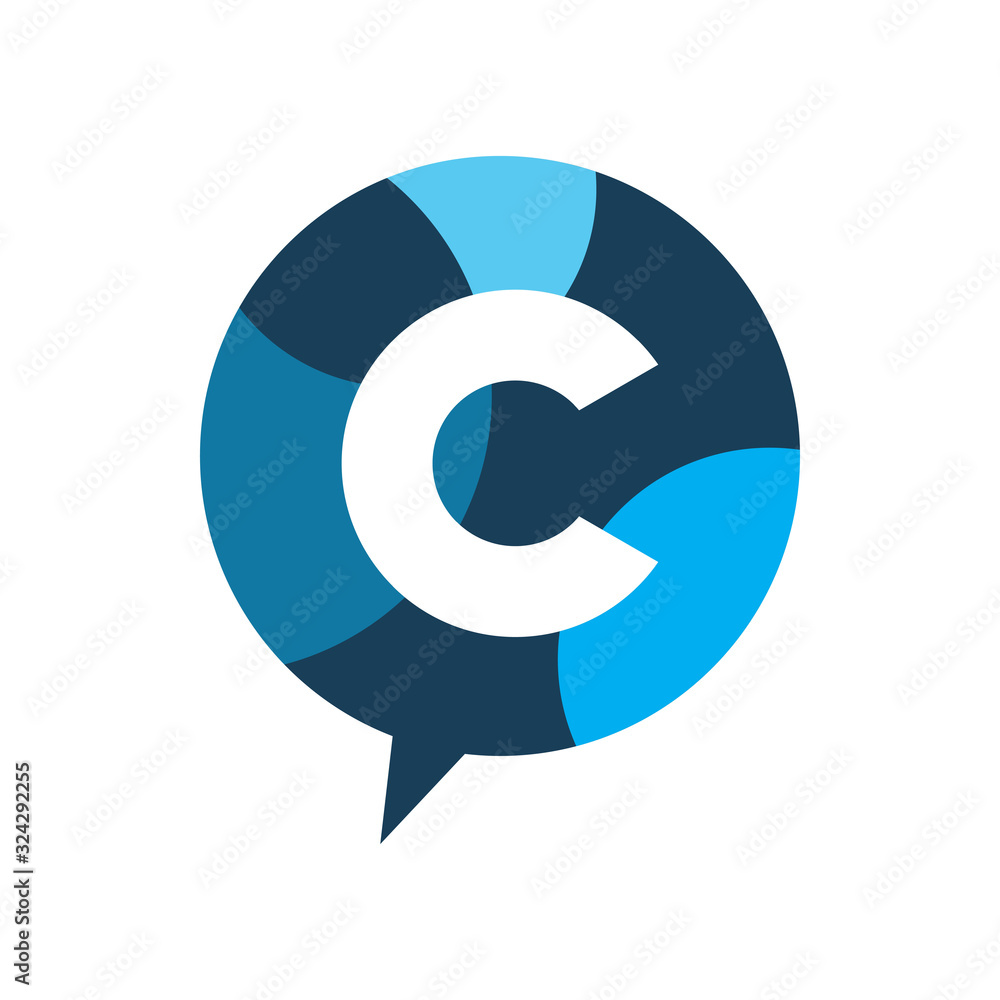 blue color circle chat letter c logo design blue color circle chat letter c logo design
