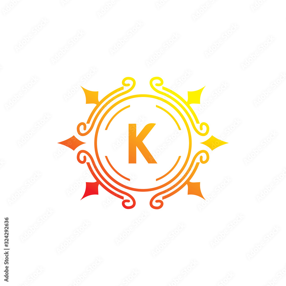 circle crown letter k color luxury logo design circle crown letter k color luxury logo design