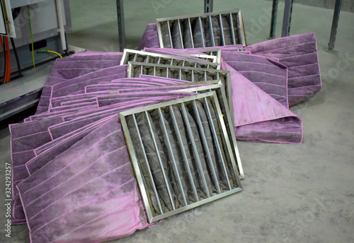 Obraz na plátne HVAC System,AHU Pre Filter and Fine Filter.