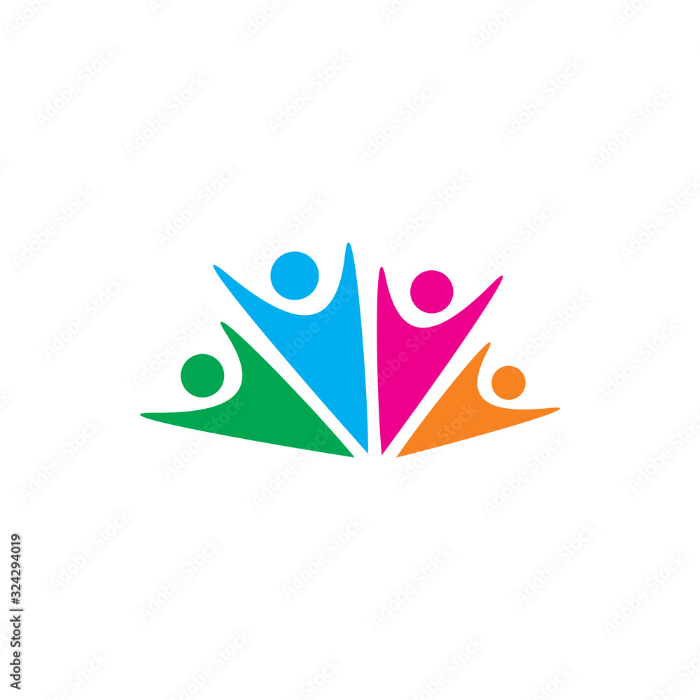 creative color happy active people community group team logo design creative color happy active people community group team logo design