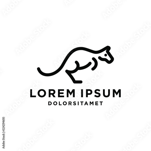 kangaroo wallaby logo icon design illustration in trendy minimal line style isolated on white background