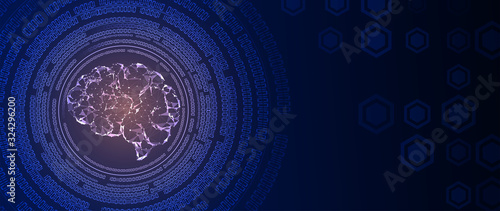 Abstract human brain. Artificial intelligence technology. Science background