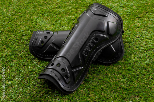 Tablou pe pânză Football equipment, injury and bruise prevention and soccer gear concept with to