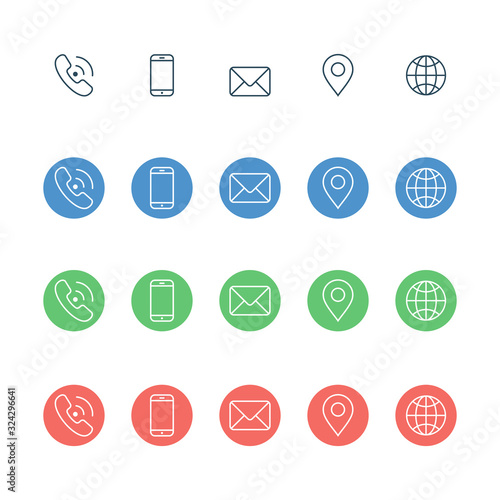 Set of contact information icon collections - vector