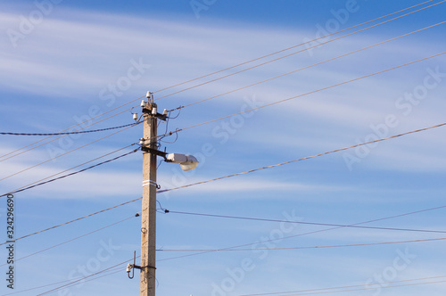 wires on blue sky background