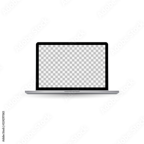 Realistic vector of laptop or notebook mock up with transparent blank screen isolated on white background - Vector
