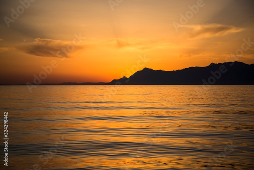 Sunset over the Adriatic sea  Makarska  Croatia