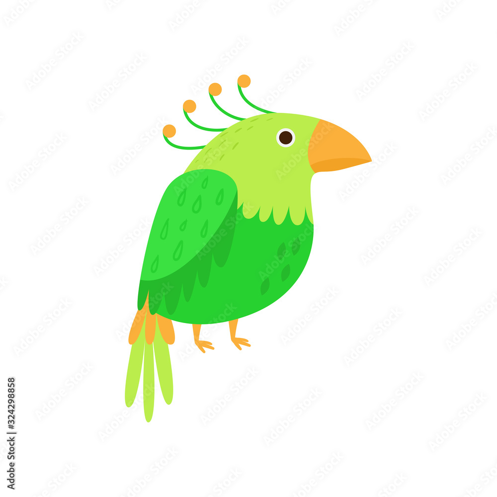 Green colorful amazon parrot, cute zoo bird