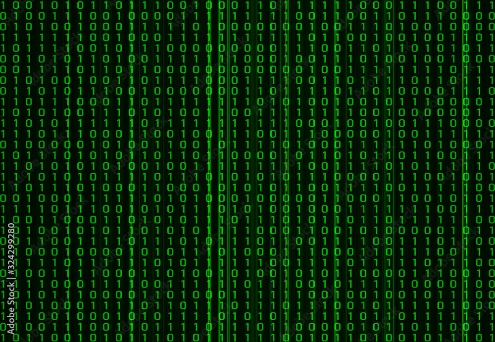 Matrix background with green binary code digits. Matrix background with green binary code digits.