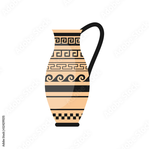 Ancient greek one hand vase with wave ornament
