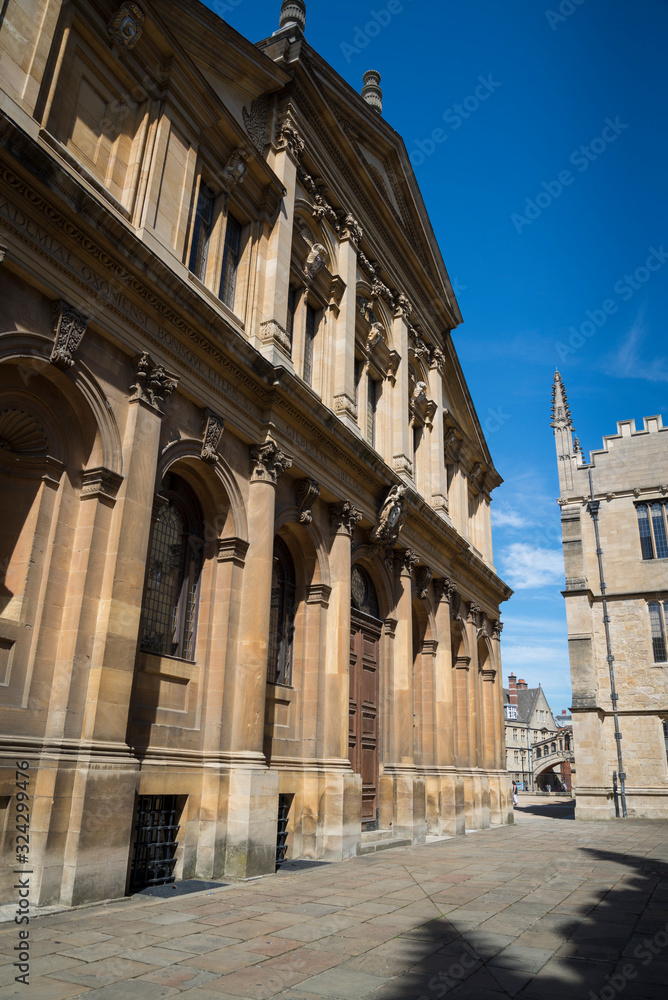 Facade of Sheldonian Theatre, Oxford, England, UK