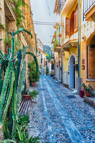 Picturesque streets and alleys in the seaside village, Scilla, Italy © marcorubino