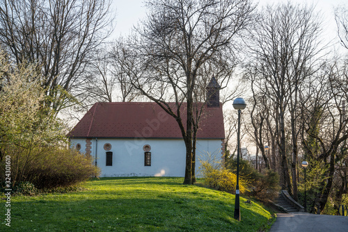 Church at Rokov perivoj, exclusive residential district in central Zagreb, Croatia