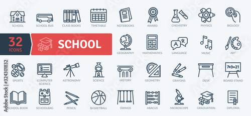 Fototapeta School Icons Pack. Thin line icons set. Flaticon collection set. Simple vector icons