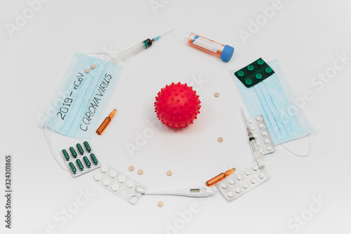 2019 Novel Coronavirus. 2019-nCoV. Wuhan, China 2Novel coronavirus - 2019-nCoV. The inscription medical protective mask Coronavirus. Chinese coronavirus outbreak. photo