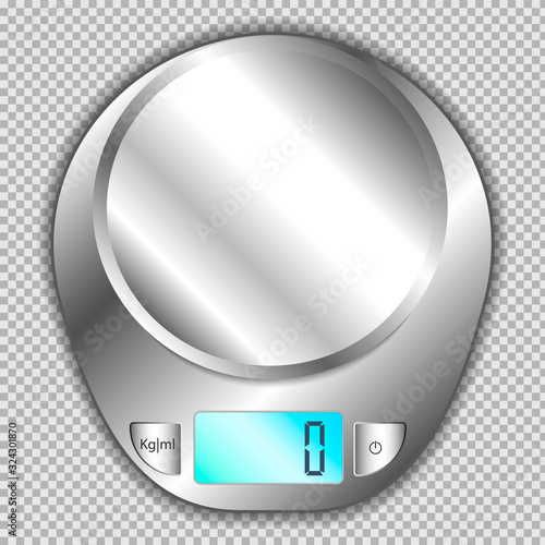 Kitchen electronic scales top view. Isolated vector object on a transparent background.