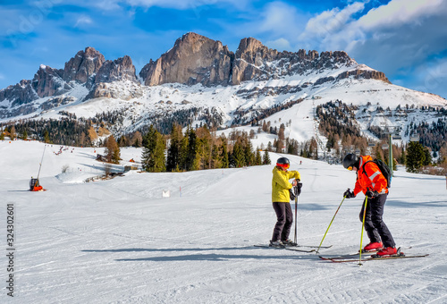 Skifahren an der Rosengartengruppe, Trentino