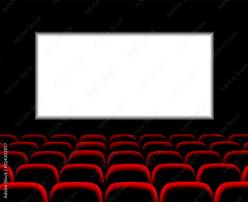 Fototapeta premium Hall for watching movies. Cinema. Concert hall. Vector 3d illustration