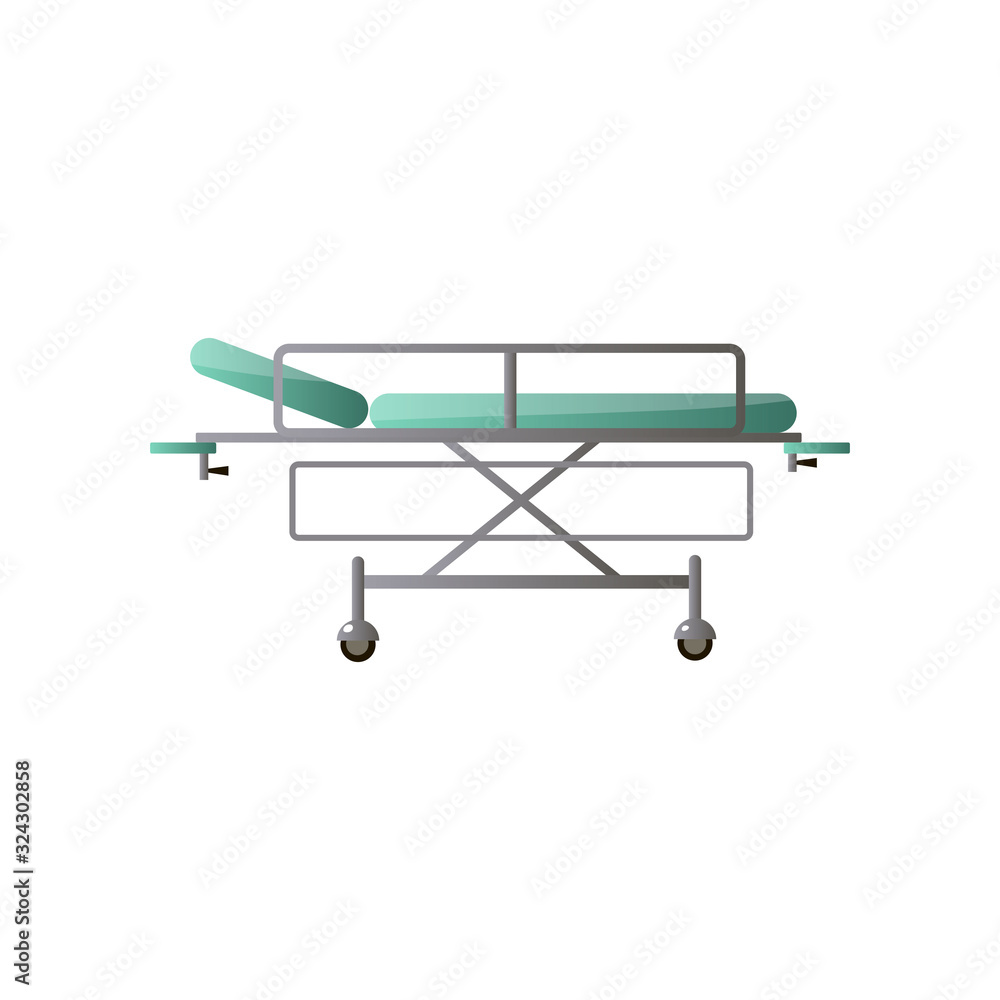 Modern adjustable medical hospital bed with green mattress Modern adjustable medical hospital bed with green mattress