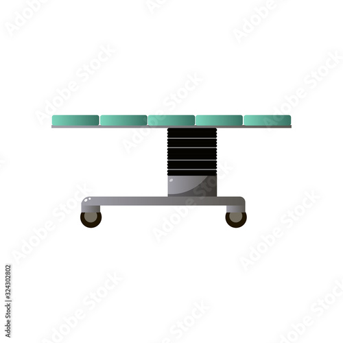 Hospital bed from chirurgical operation room with green mattress