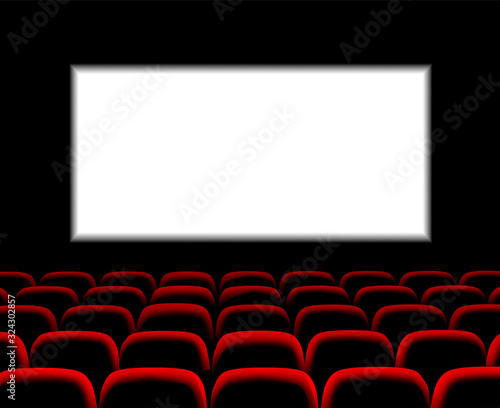 Hall for watching movies. Cinema. Concert hall. Vector 3d illustration